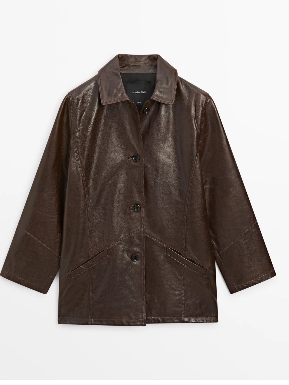 Massimo Dutti Nwt Nappa Leather Jacket Brown 4704/664 — image 2 of 8